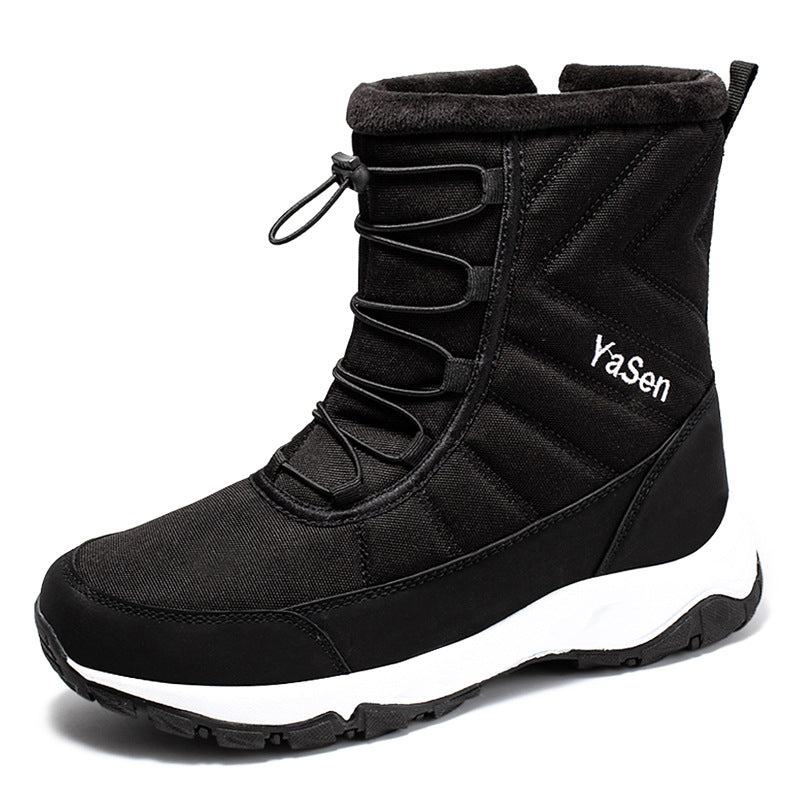 Men Waterproof Snow Boots Short Fleece Lined Hiking Shoes