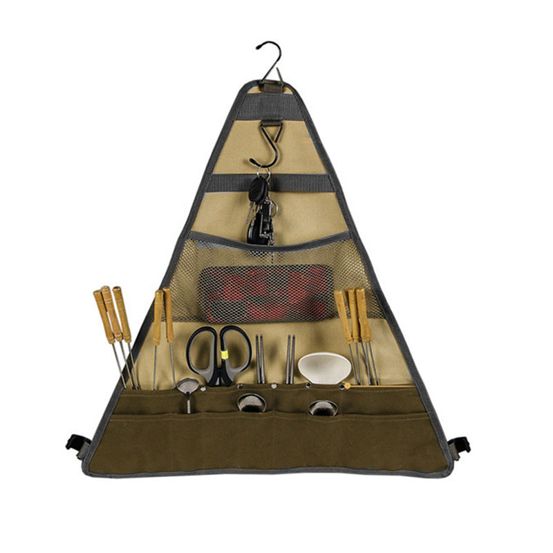 Outdoor Camping Utensil Storage Bag Foldable Hanging Cookware Organizer