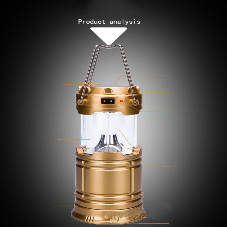Solar Charging Multifunction Telescopic Camping Lantern Tent Light