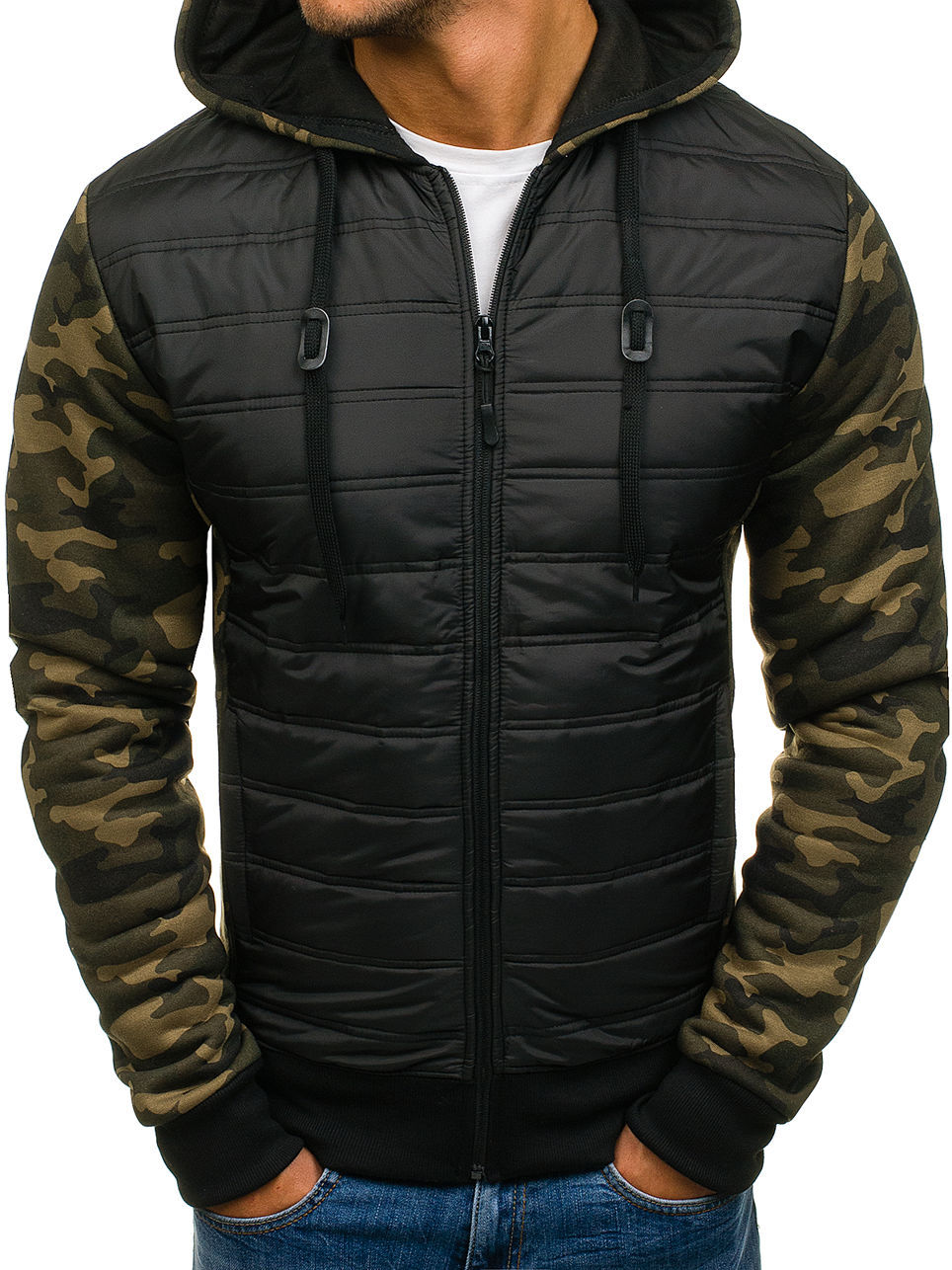 Men Warm Hooded Camouflage Cotton Jacket