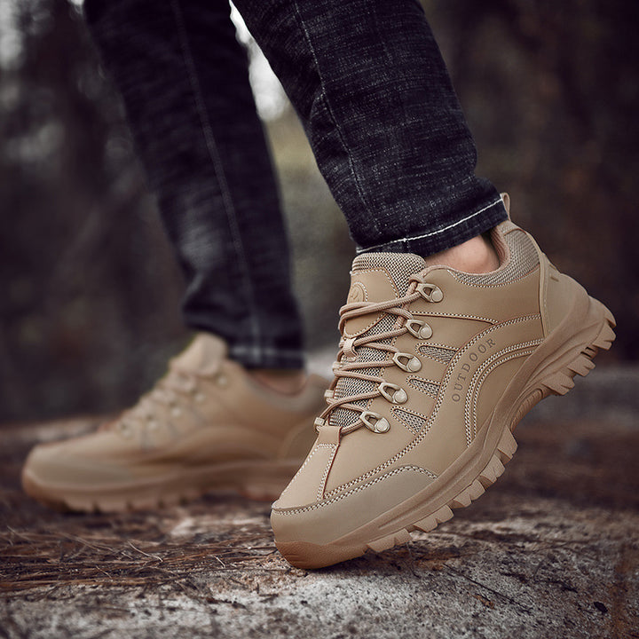 Men Autumn Winter Leather Low Top Hiking Boots