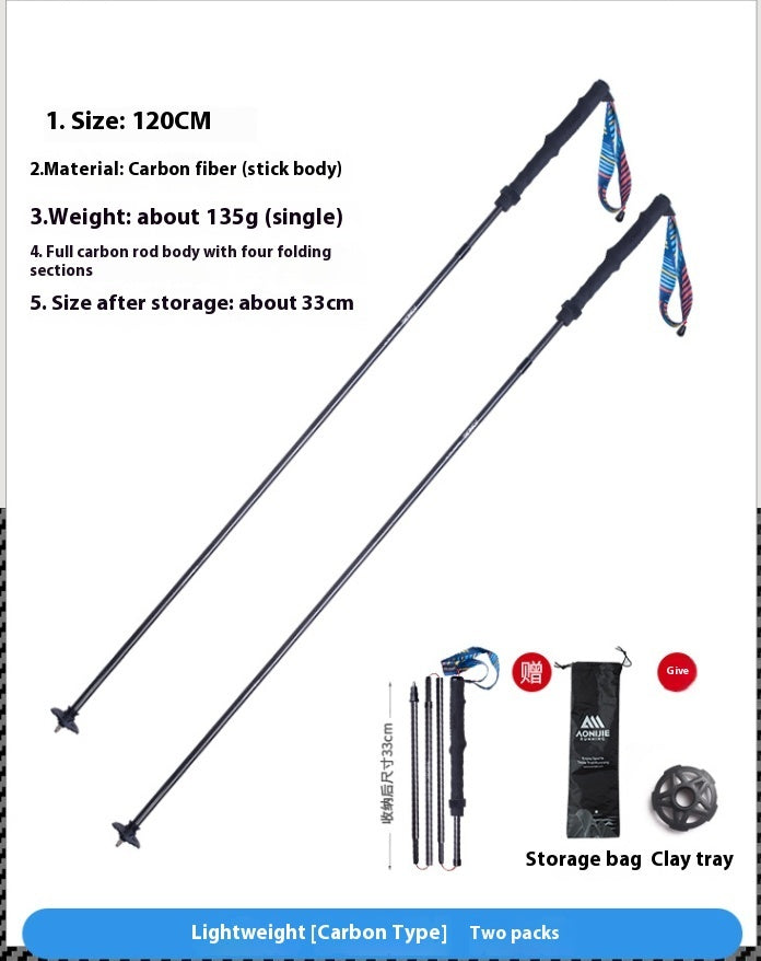 Carbon Fiber Folding Trekking Pole Off Road Cane