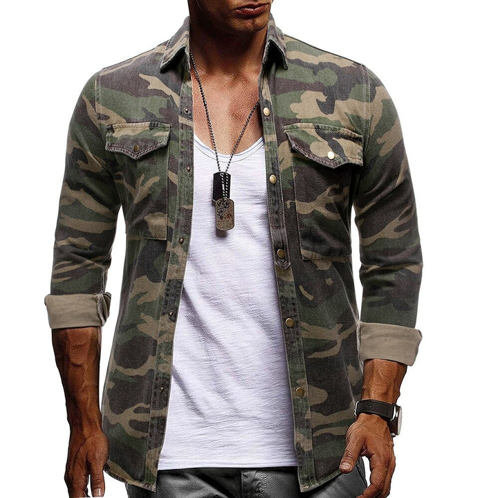 Camouflage Long Sleeve Denim Jacket