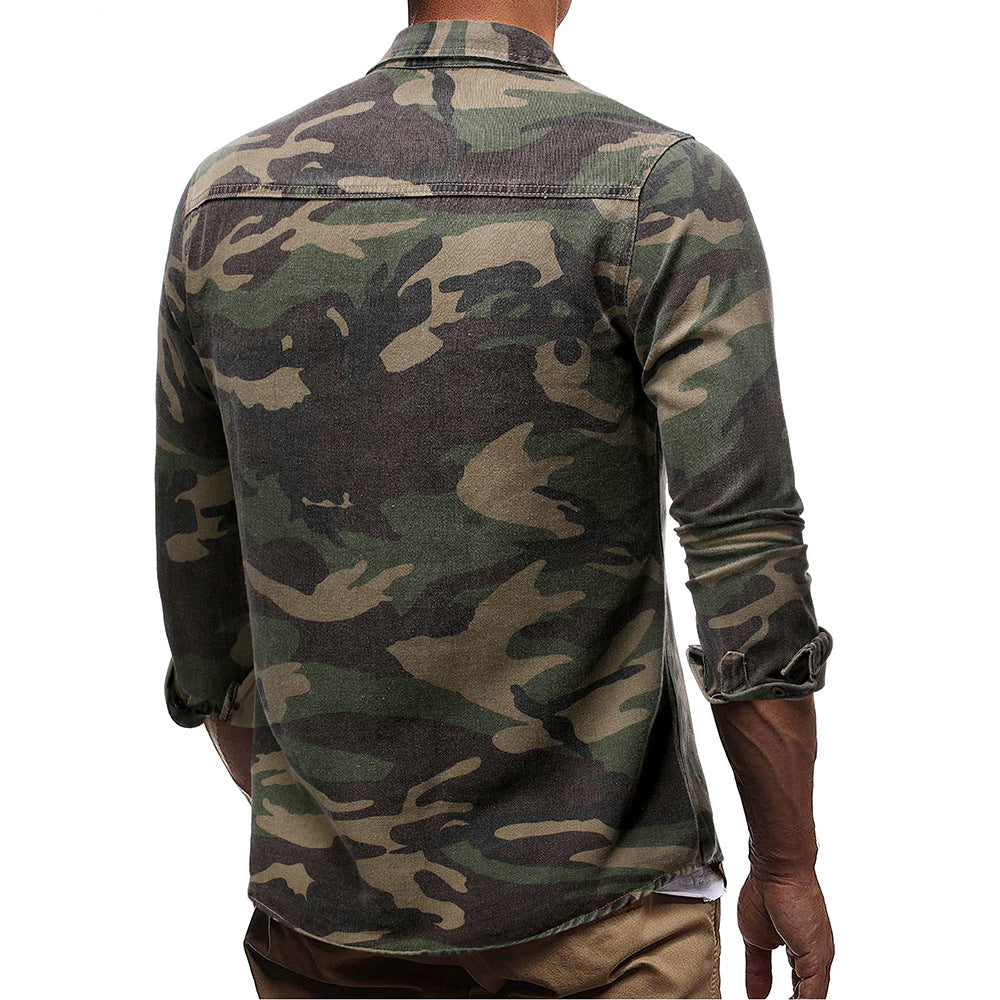 Camouflage Long Sleeve Denim Jacket