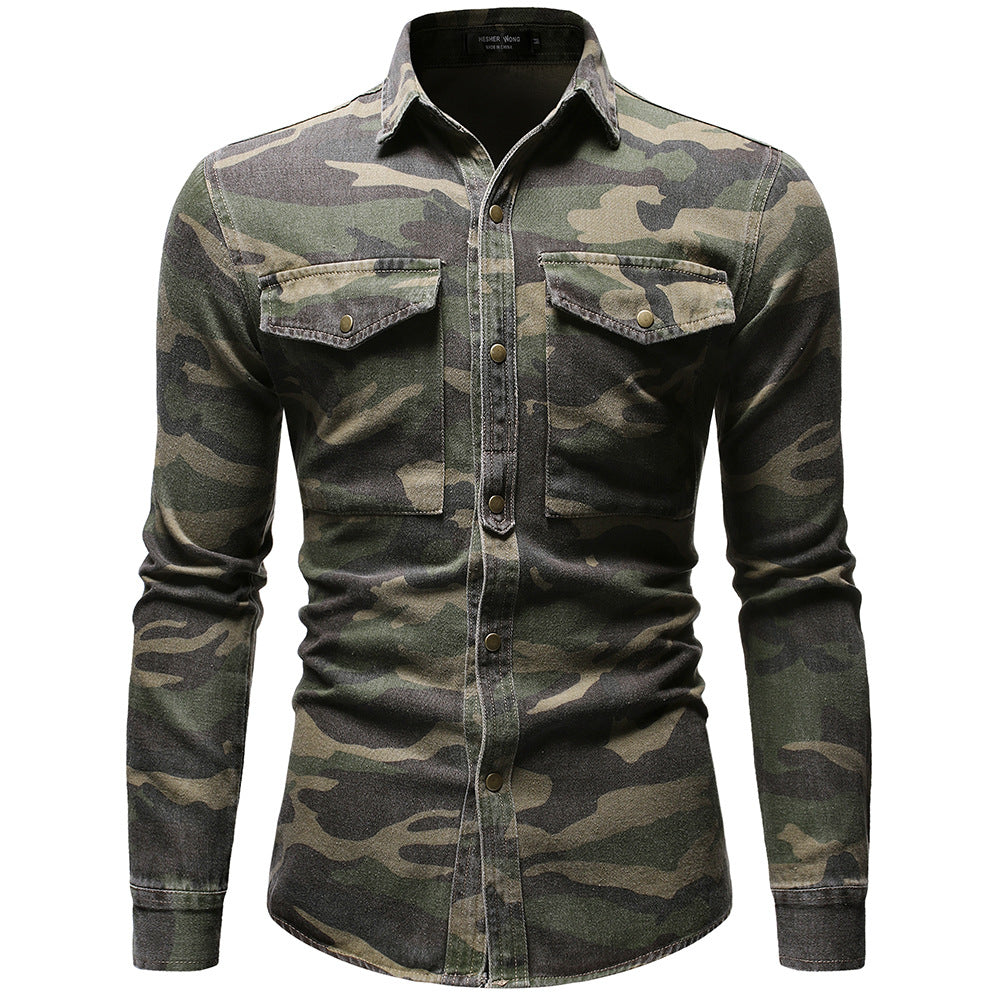 Camouflage Long Sleeve Denim Jacket