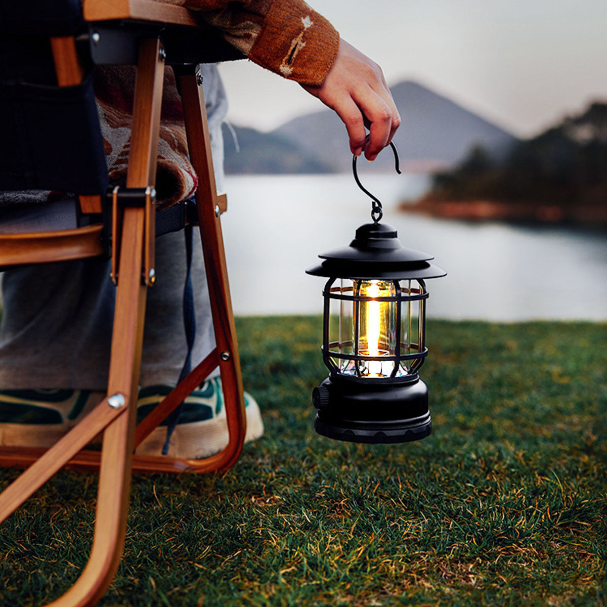 Vintage Revolving Camping Lantern Rechargeable Portable Tent Light