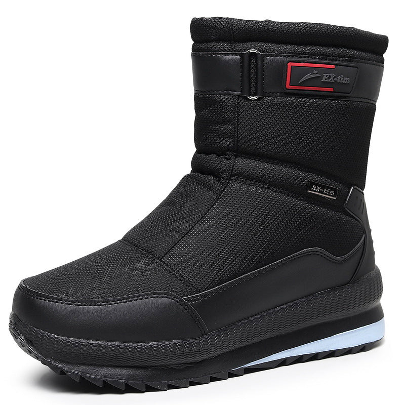 Men Waterproof Snow Boots Short Fleece Lined Hiking Shoes
