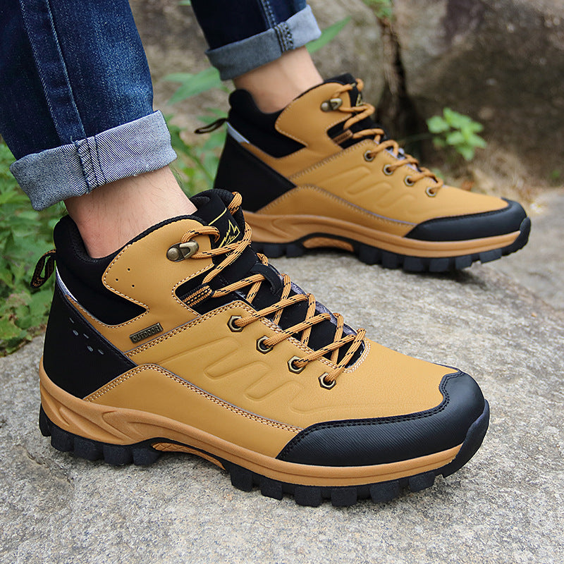 Men High Top Outdoor Hiking Boots Single Layer Shoes