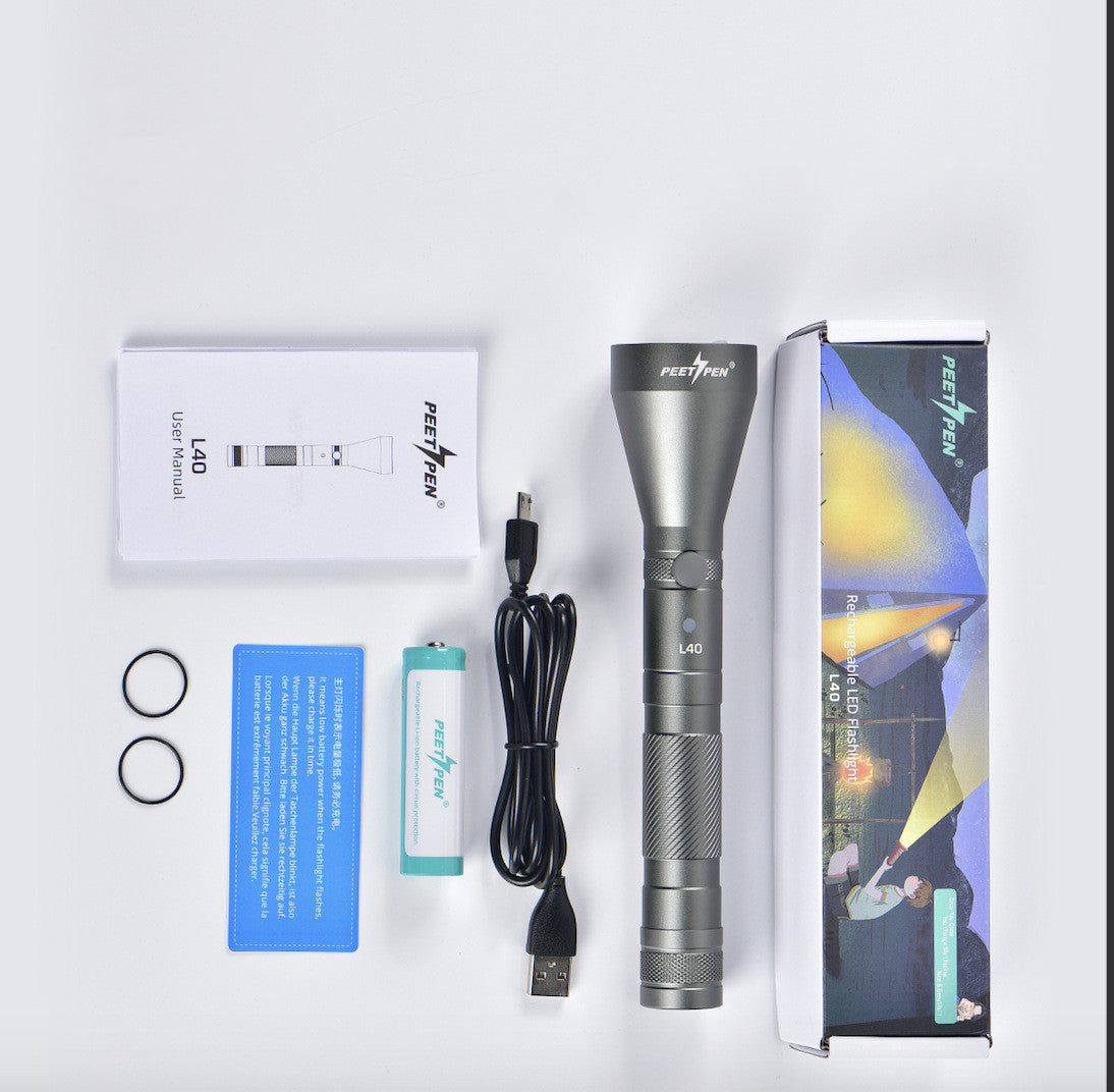 Rechargeable USB Waterproof Camping Flashlight With Compass