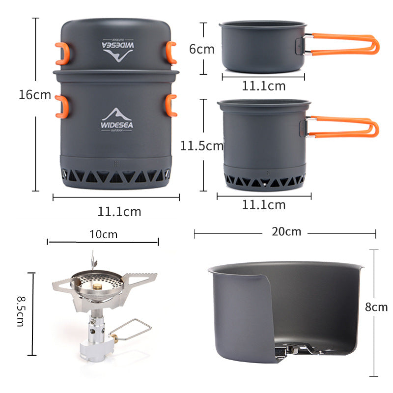 Widesea Outdoor Camping Cookware Set Heat Collecting Cooking Gear