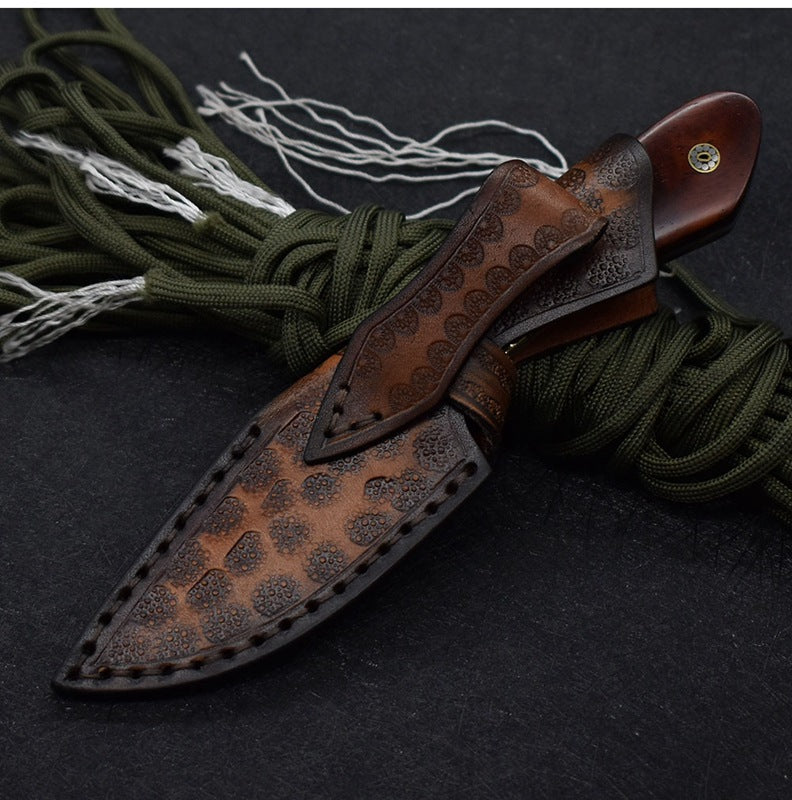 Damascus Steel Straight Pocket Knife High Hardness Camping Hunting