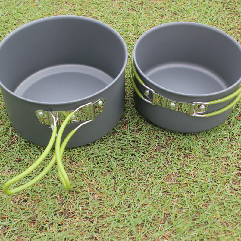 Portable Camping Cookware Set Non Stick Pot Pan Bowl Set 2-3 Person