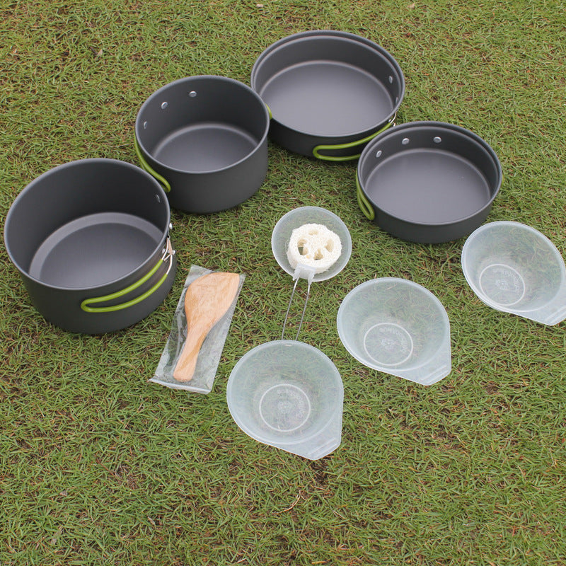Portable Camping Cookware Set Non Stick Pot Pan Bowl Set 2-3 Person