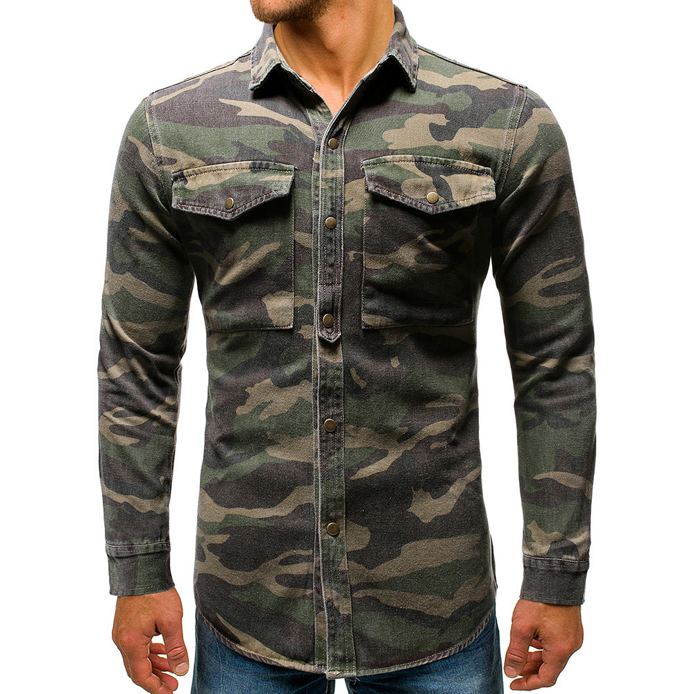 Camouflage Long Sleeve Denim Jacket