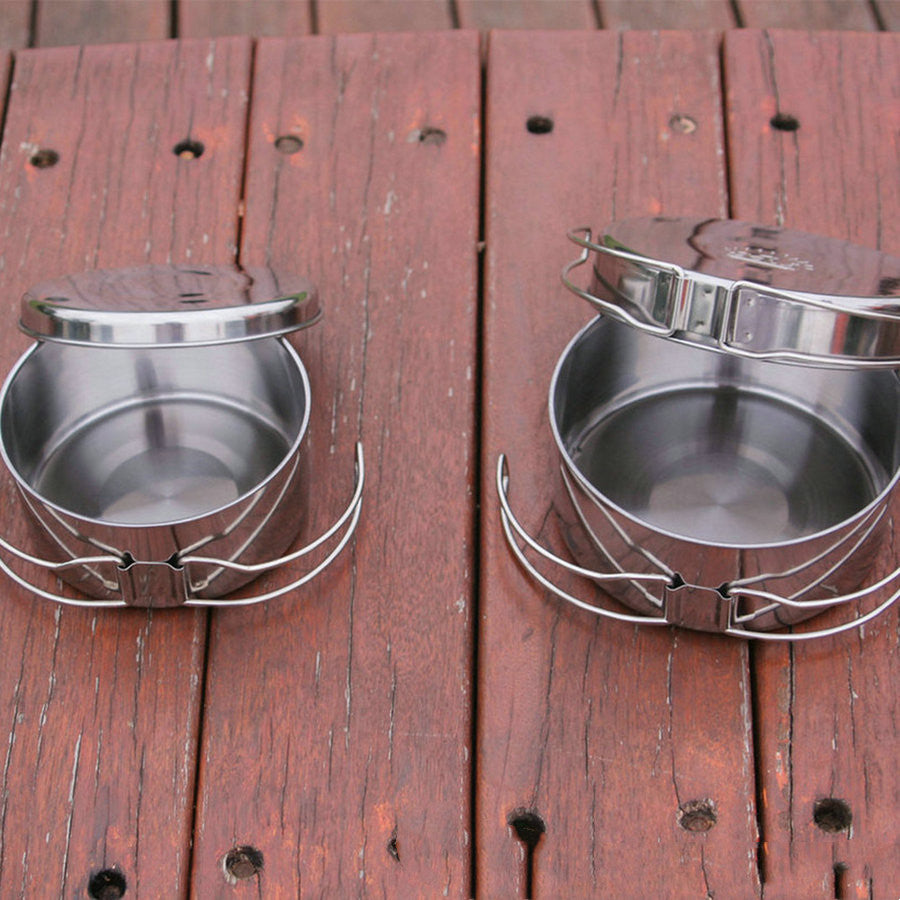 Outdoor Stainless Steel Camping Cookware Set Portable Pot Set