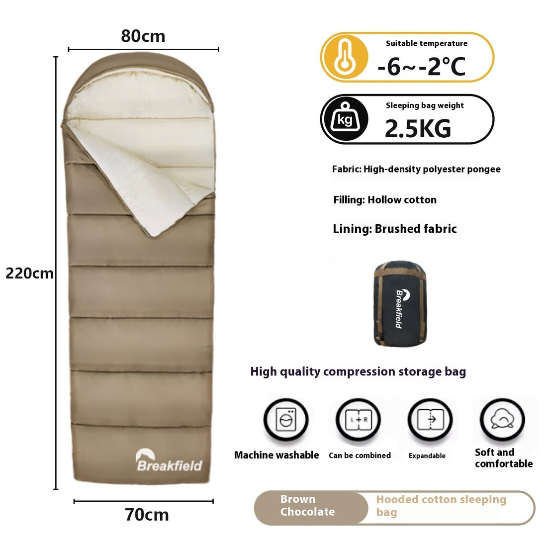 Outdoor Waterproof Cotton Sleeping Bag Four Seasons Thickened Splicing
