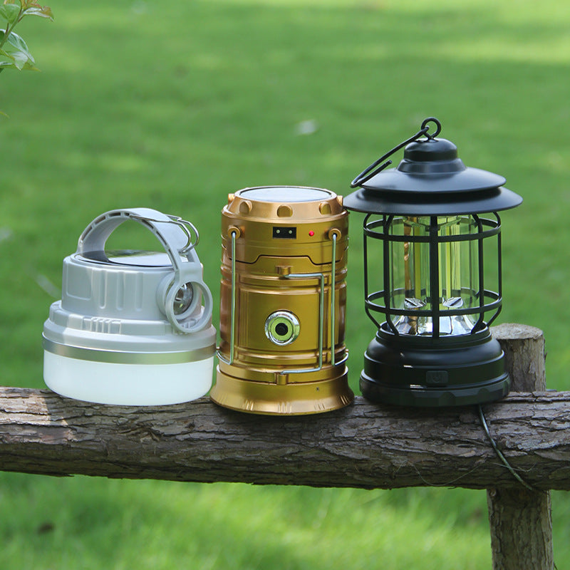 Vintage Revolving Camping Lantern Rechargeable Portable Tent Light