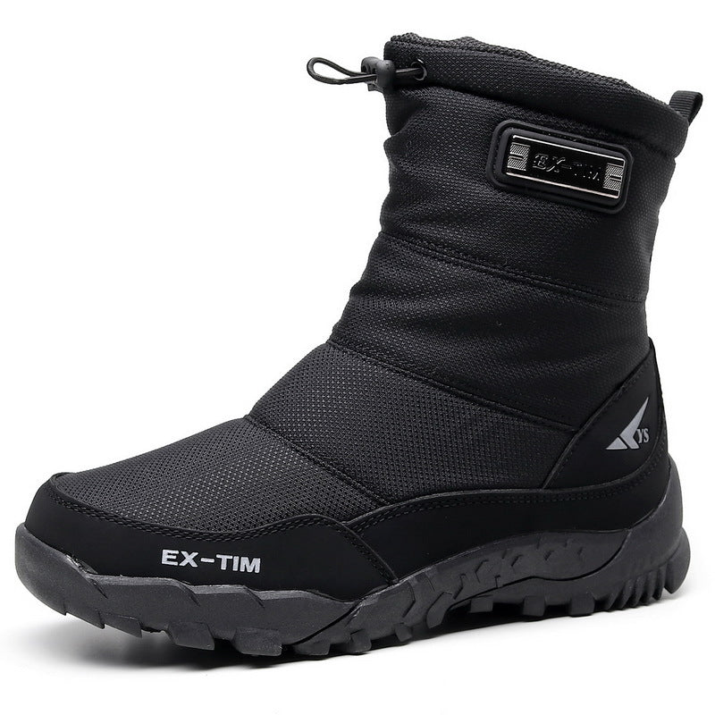 Men Waterproof Snow Boots Short Fleece Lined Hiking Shoes