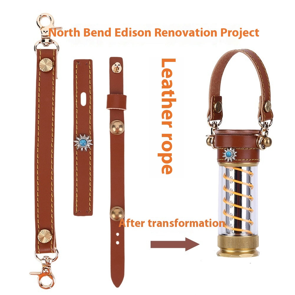 Leather Rope Camping Lantern Set Hanging Edison Style Lantern