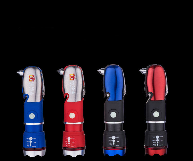 Multi Function LED Camping Flashlight Escape Hammer
