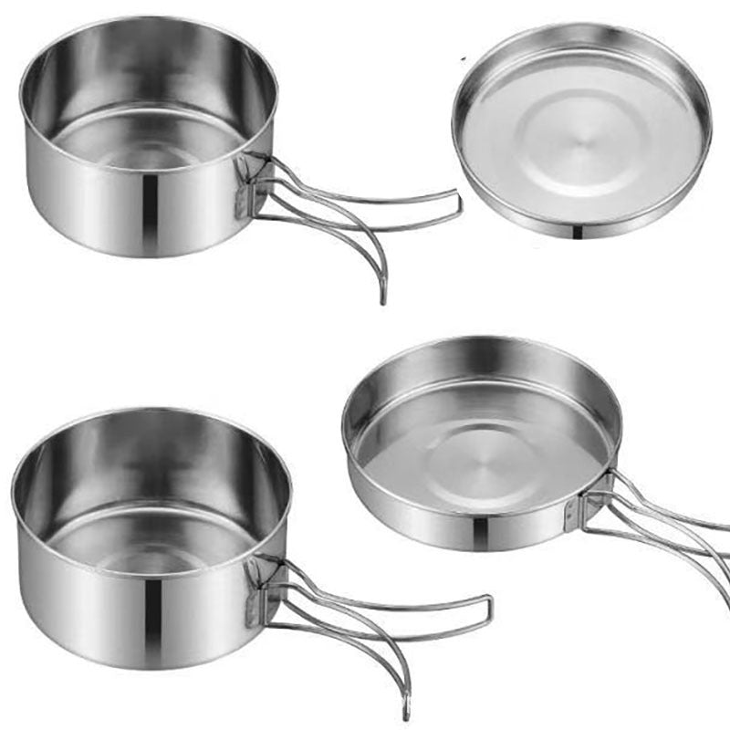 Outdoor Stainless Steel Camping Cookware Set Portable Pot Set