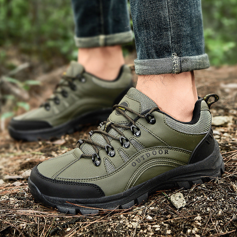 Men Autumn Winter Leather Low Top Hiking Boots