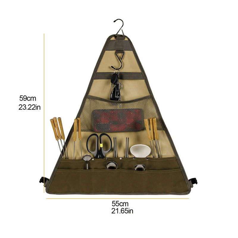 Outdoor Camping Utensil Storage Bag Foldable Hanging Cookware Organizer