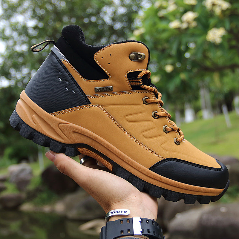 Men High Top Outdoor Hiking Boots Single Layer Shoes