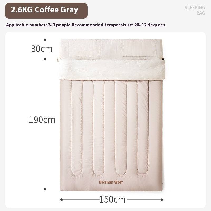 Double Sleeping Bag Thickened Cold Protection Camping Outdoor Sleeping Bag