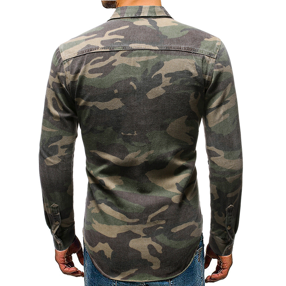 Camouflage Long Sleeve Denim Jacket