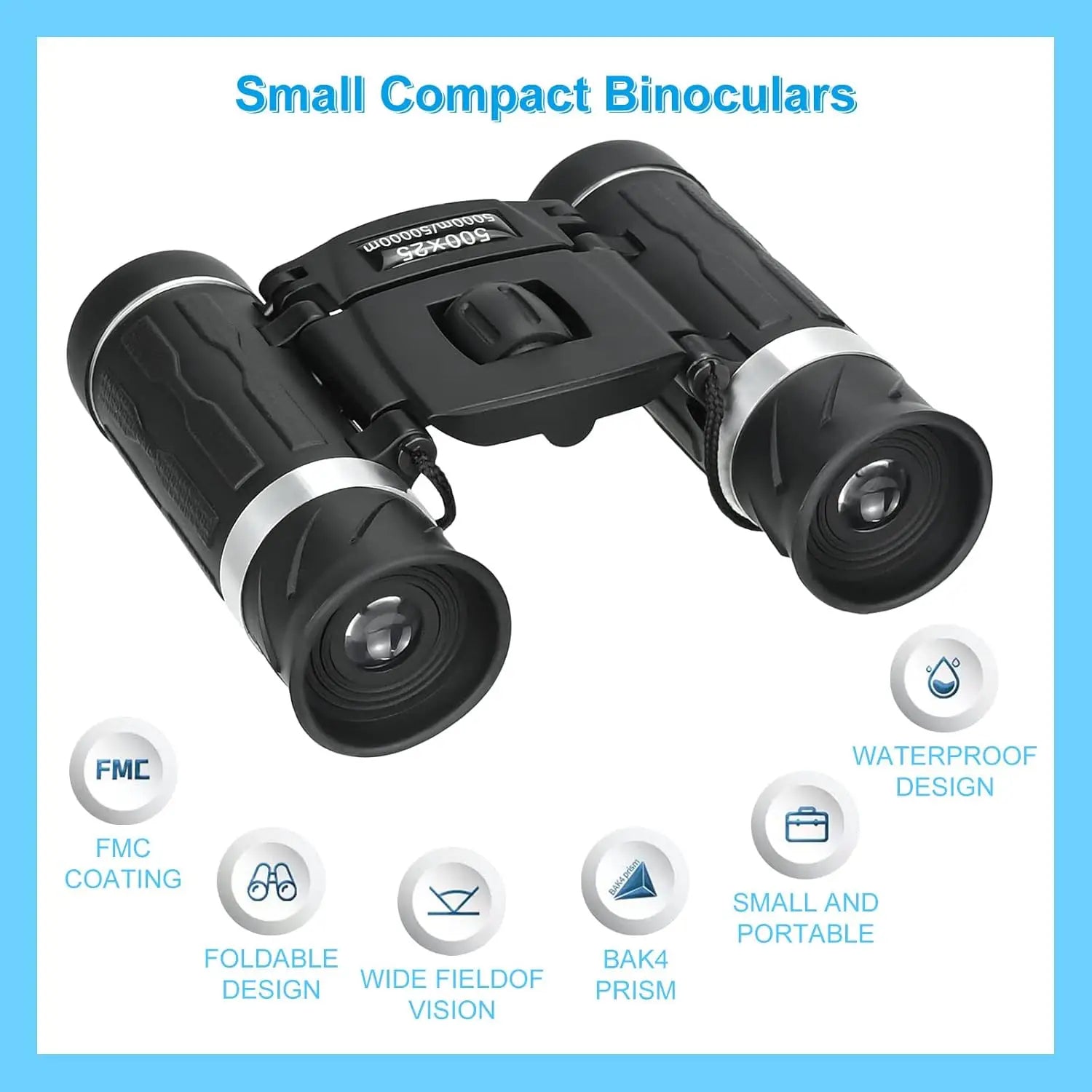 500-25 HD Zoom Folding Binoculars Long Distance Vision