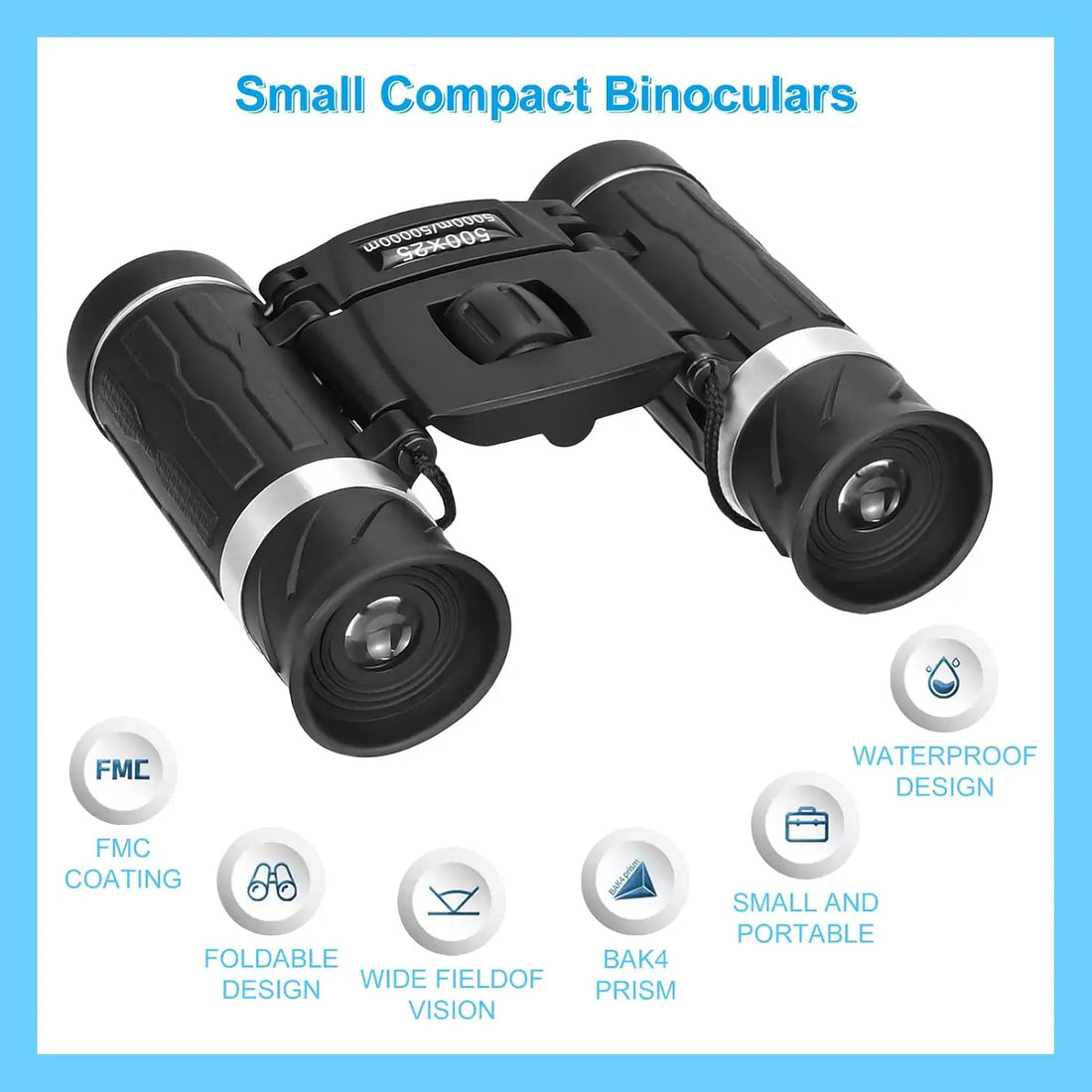 500-25 HD Zoom Folding Binoculars Long Distance Vision