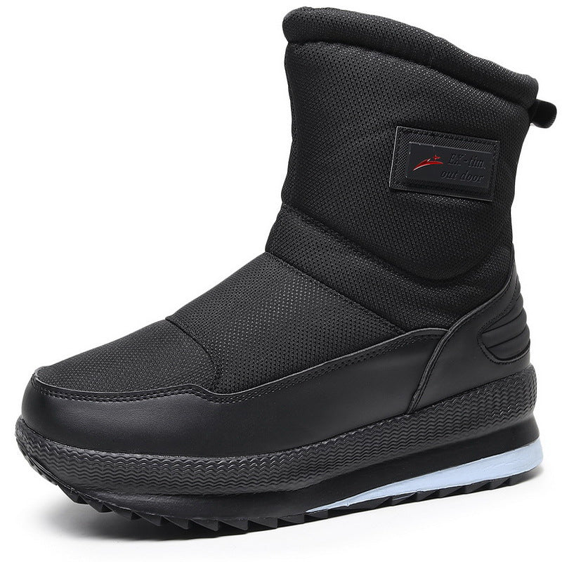 Men Waterproof Snow Boots Short Fleece Lined Hiking Shoes