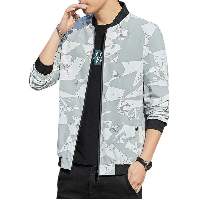Men Stand Collar Camouflage Baseball Jacket Thin