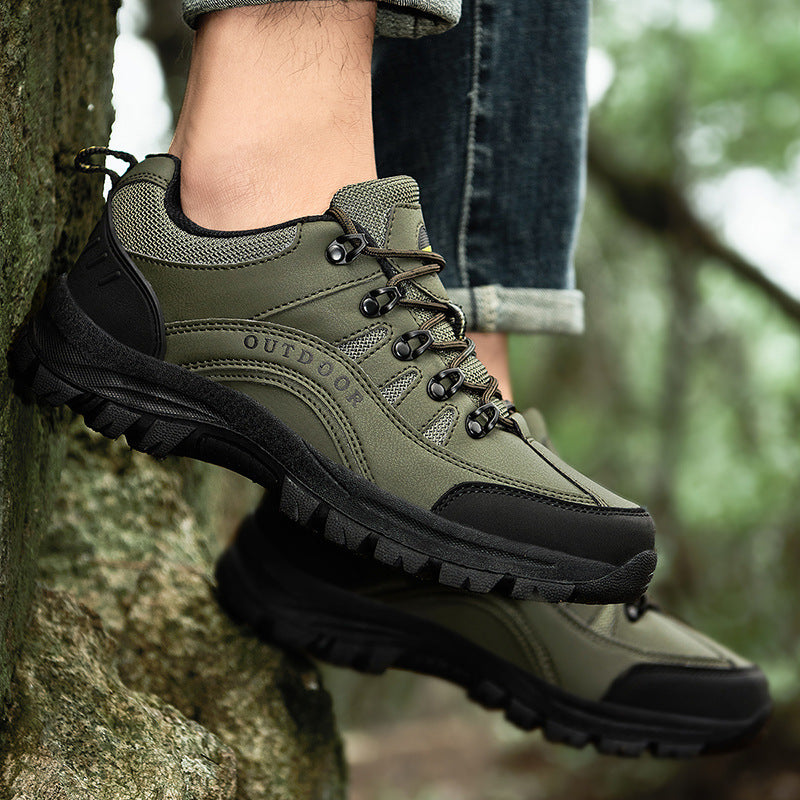 Men Autumn Winter Leather Low Top Hiking Boots