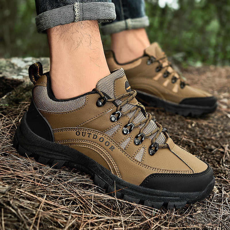 Men Autumn Winter Leather Low Top Hiking Boots