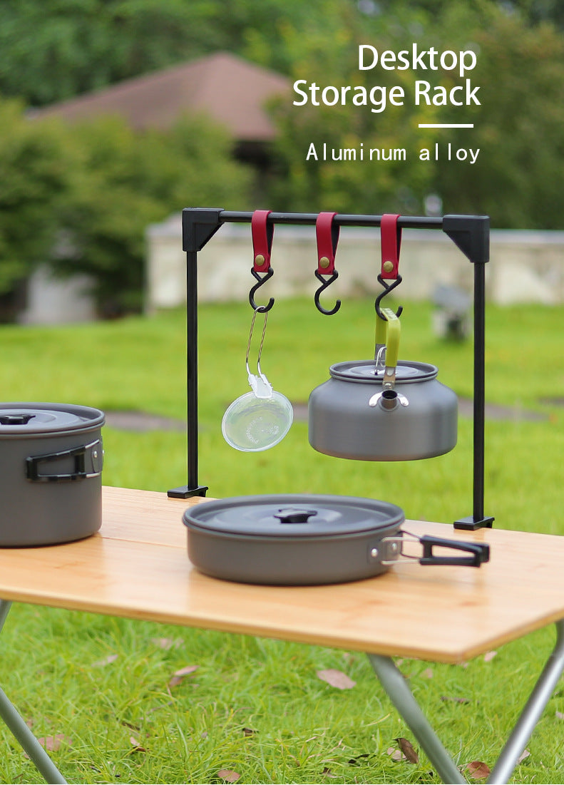 Adjustable Camping Cookware Rack Desk Clamp Hook Storage