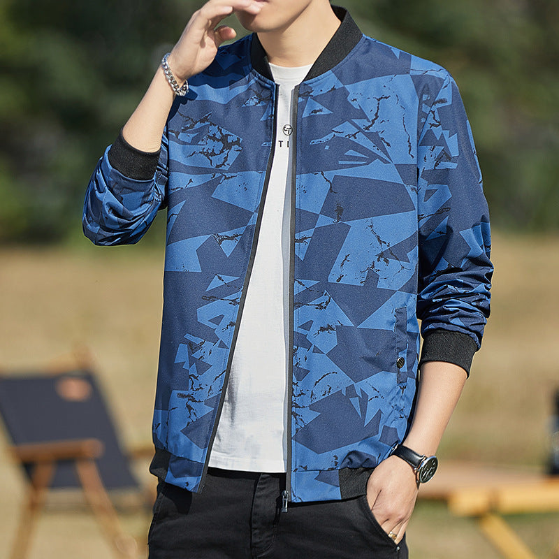 Men Stand Collar Camouflage Baseball Jacket Thin
