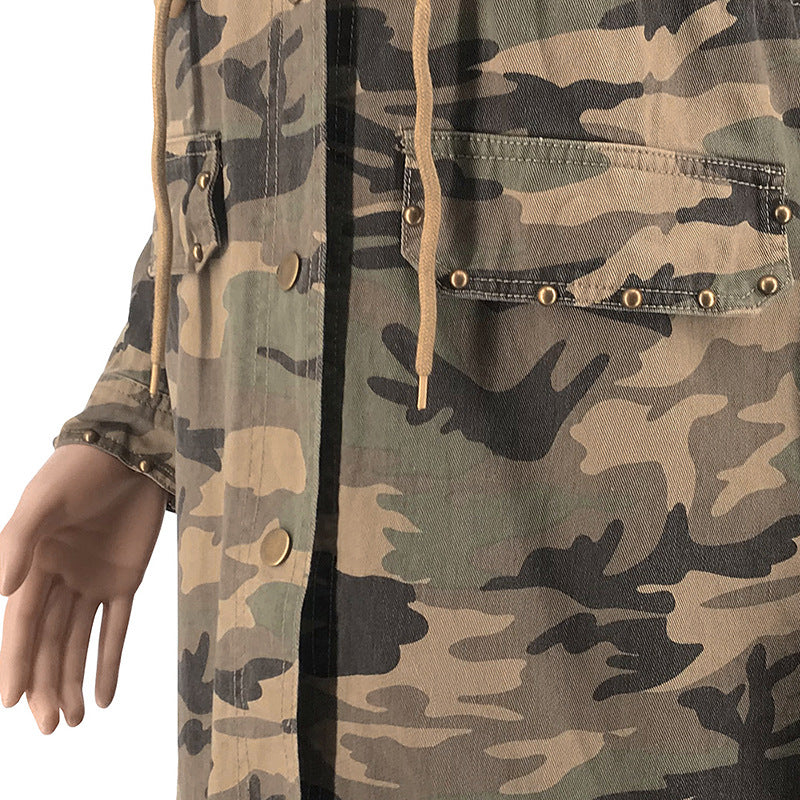 Ladies Camouflage Workwear Casual Baseball Jacket