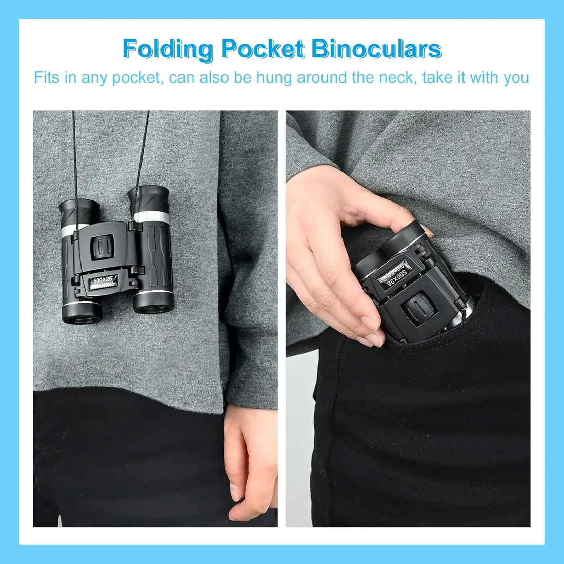 500-25 HD Zoom Folding Binoculars Long Distance Vision
