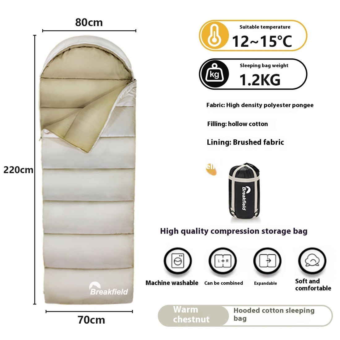 Outdoor Waterproof Cotton Sleeping Bag Four Seasons Thickened Splicing