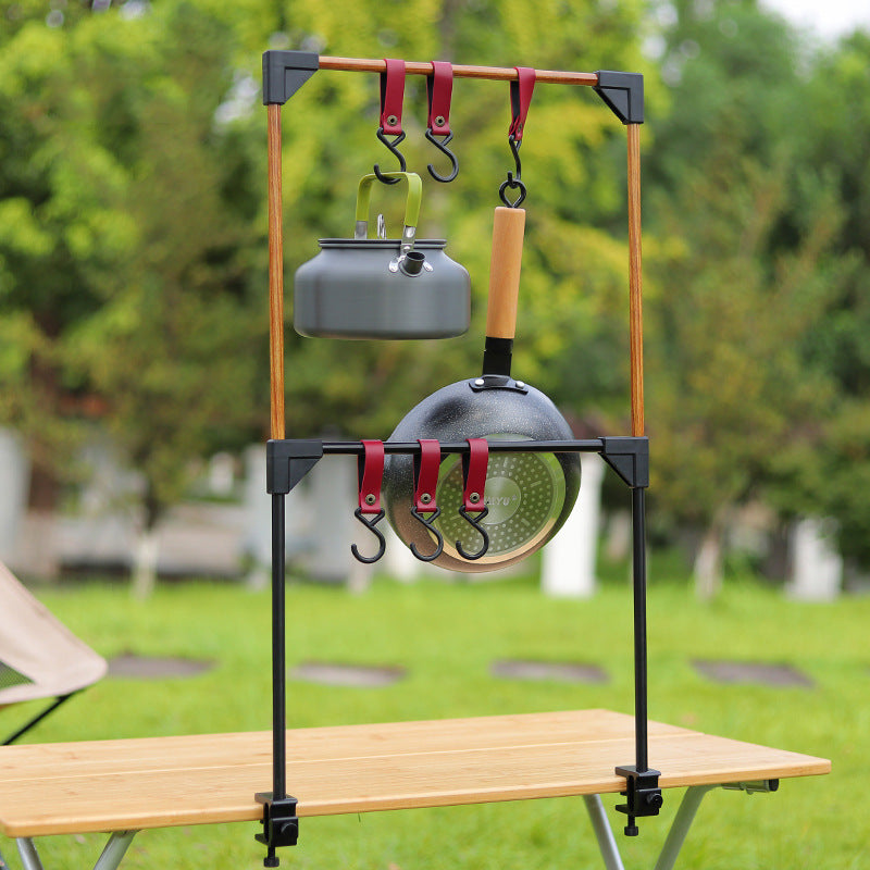 Adjustable Camping Cookware Rack Desk Clamp Hook Storage