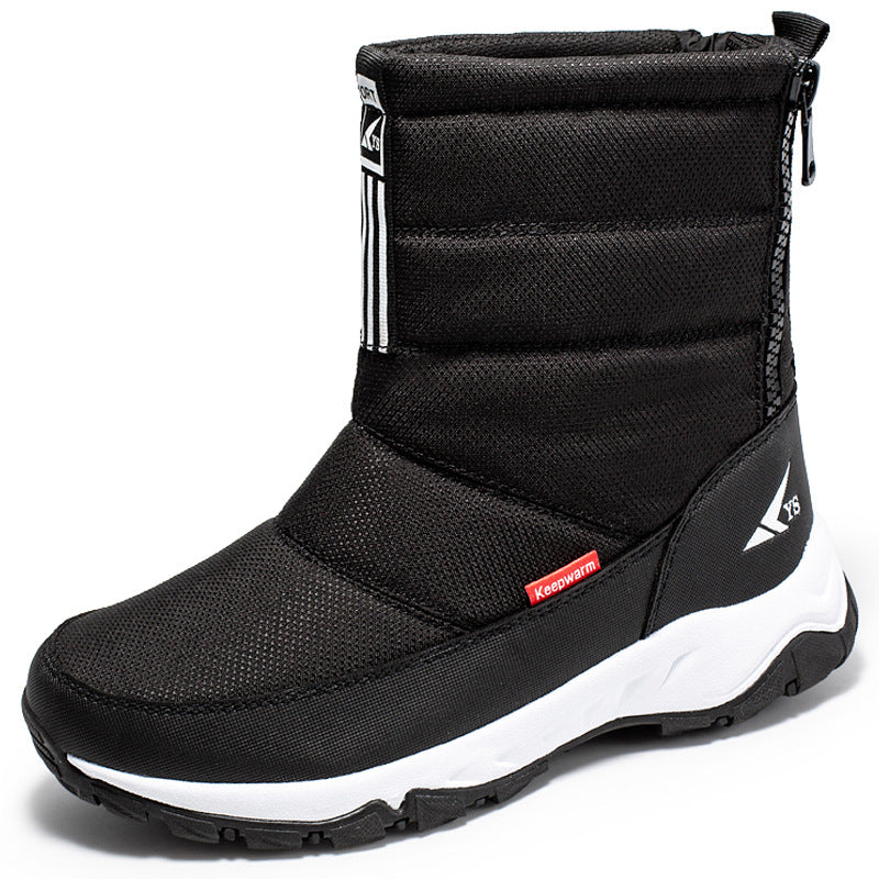 Men Waterproof Snow Boots Short Fleece Lined Hiking Shoes