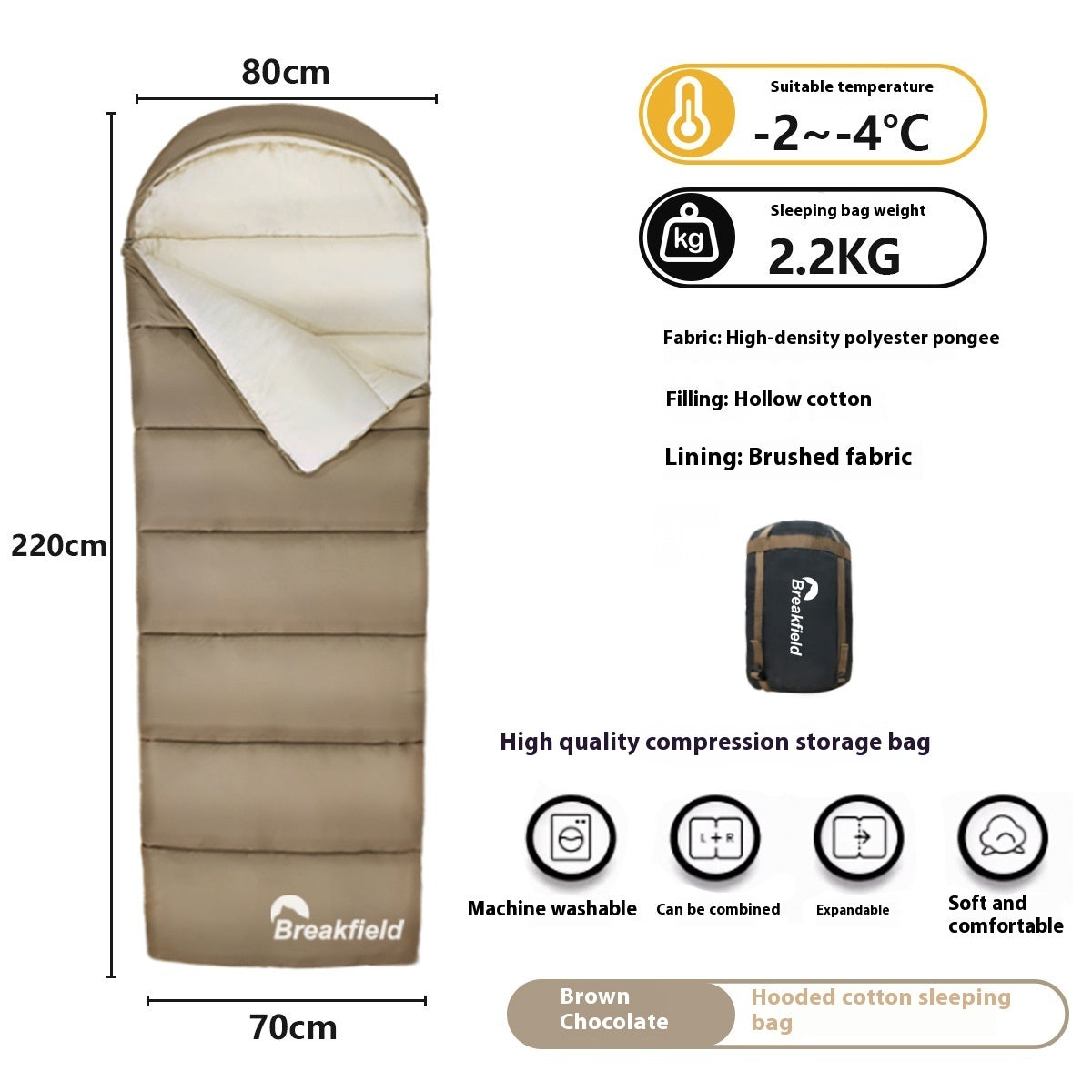 Outdoor Waterproof Cotton Sleeping Bag Four Seasons Thickened Splicing